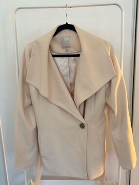 The Limited | Cream Drape Front Pea Coat with Belt